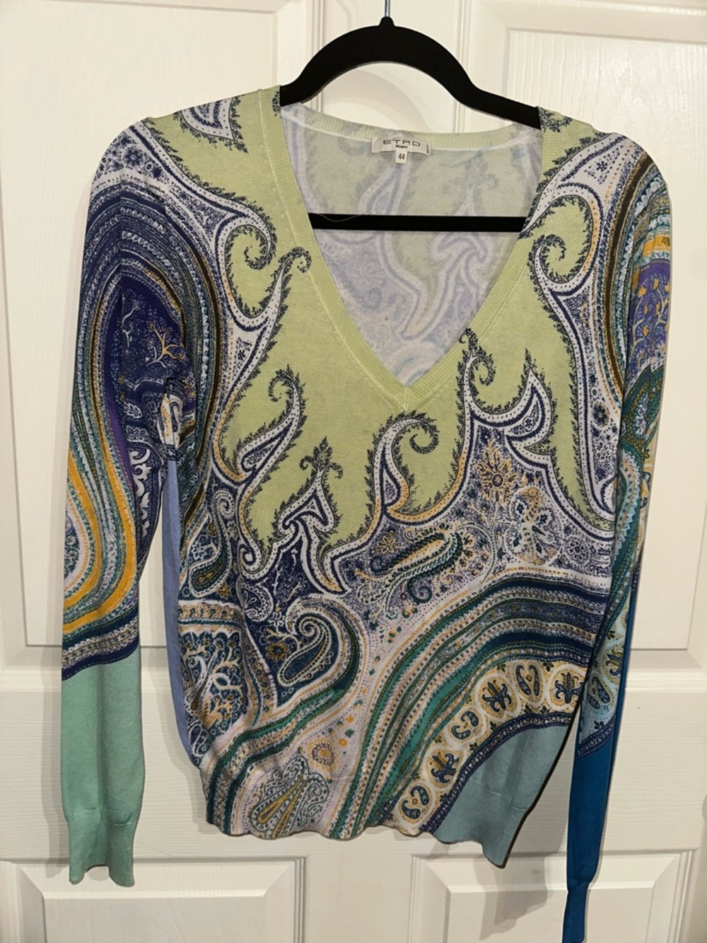 Etro Multicolor Paisley V-Neck Sweater 44 Spring summer